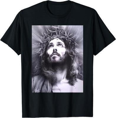 NEUES Bild Gesicht Jesu am Kreuz mit Dornenkrone T-Shirt S-4XL Unisex T-Shirt