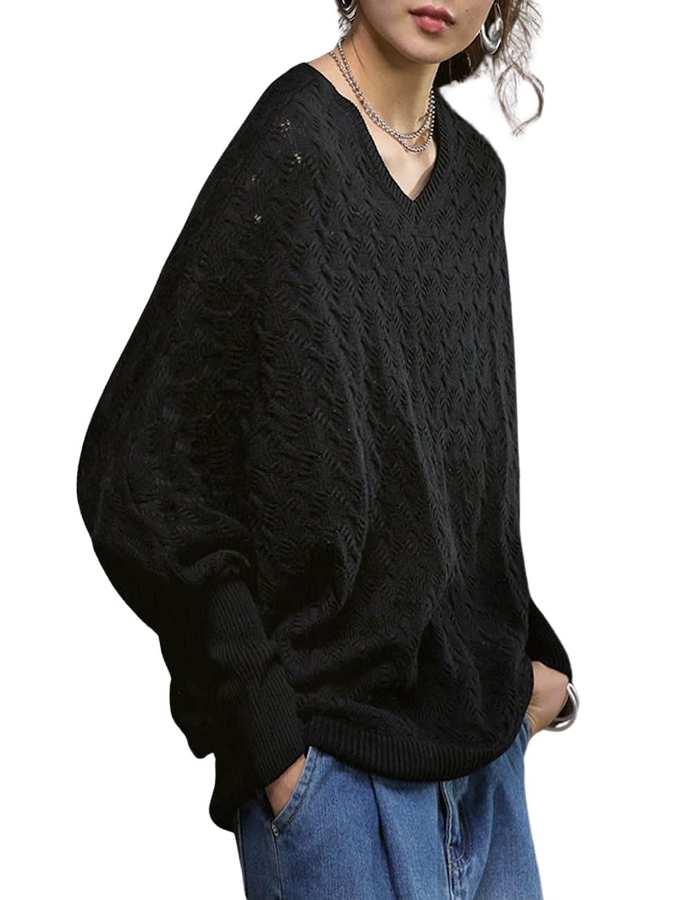 

antiqua Dolman Knit Long One Size Black Women s Top, Sleeve, PYA-00018, 05,