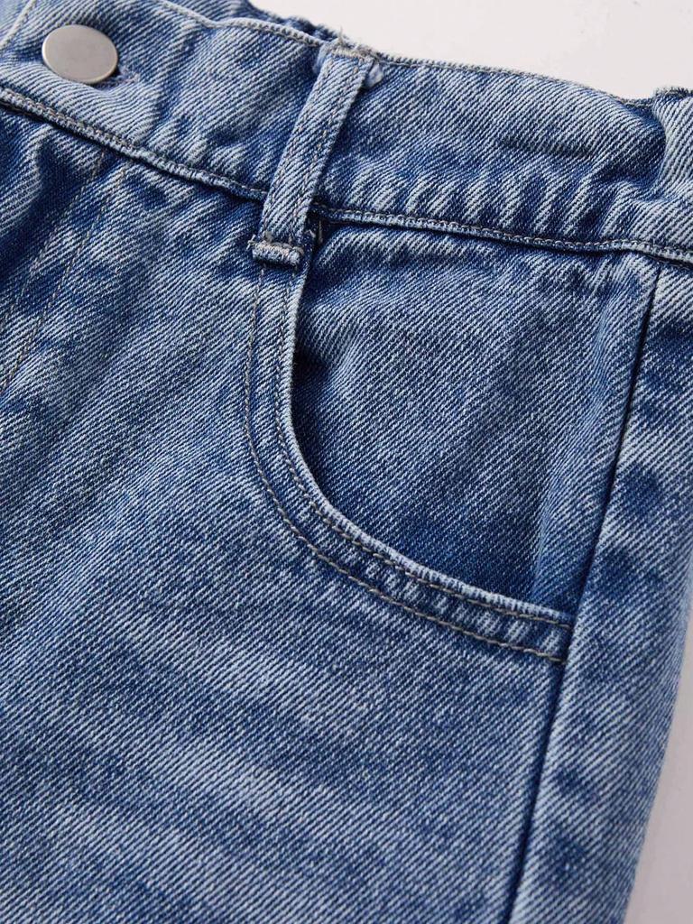 Girls' Denim Trousers (Single Item) — New Spring/Autumn Collection: Casual, Simple Style for Comfortable Daily Wear, Featuring Star Pattern
