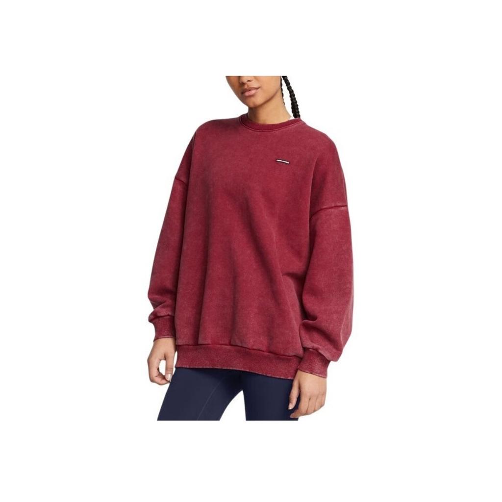 Under Armour Icon FW24 Pullover Round Neck Drop Shoulder Fashion Long Sleeve Sweatshirt Women sweatshirt Flame-Red 1386486-625
