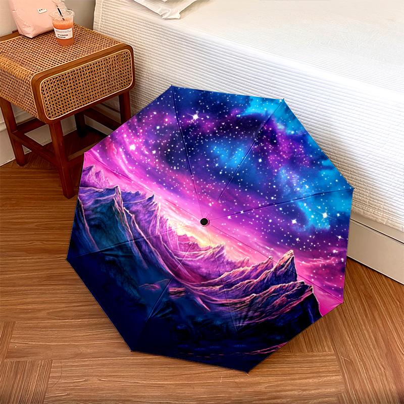 Starry Sky Puzzle Pattern, Automatic Folding Umbrella, Portable and Foldable Design, 8 Ribs, a Christmas or Birthday Gift.