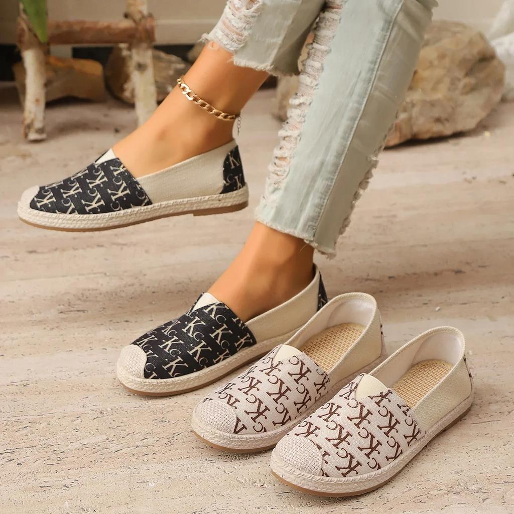 Spring Women'S Handmade Lace Flats Cloth Shoes Breathable And Comfortable One-Pedal Casual Shoes Soft And Non-Slip Soles