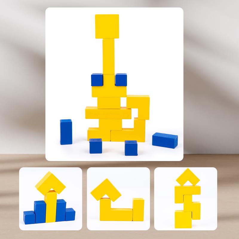 Children Puzzle Wooden Blocks Educational Toy for Shape-based Hands-on Mind-stimulating Learning Tabletop Game for Preschoolers