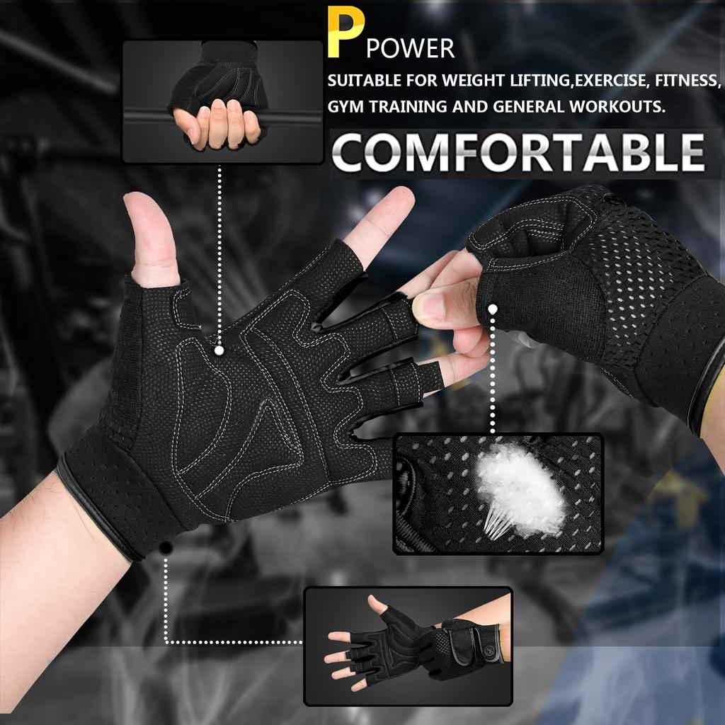 Gym Gloves Non-slip 3MM Pads Pull Up Power Training Weight Lifting Gloves Kettlebell Workout Exercise Fitness Gloves Men