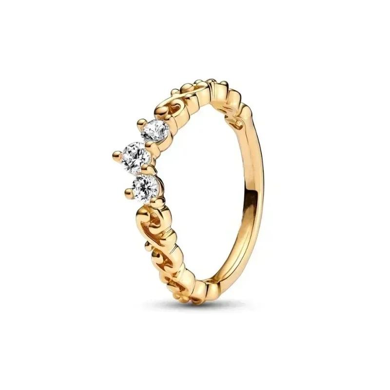 New 925 Sterling Silver Women's Classic Red Heart Crown Fashion Ring Valentine's Day Light Luxury Jewelry Romantic Gift