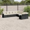 Vidaxl 10-Cz. Garten-Sitzgruppe, Kissen Schwarzer Rattan Pe