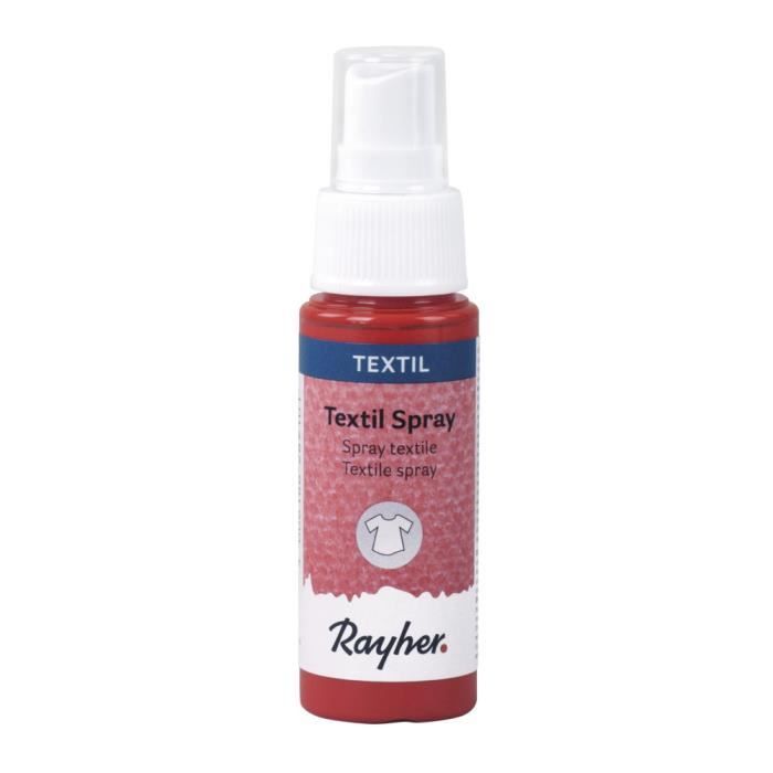 Spray textile - RAYHER - Rouge clair - Flacon 50ml - Résistant à la lumière - Tissus clairs