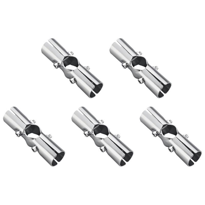 5pcs Rustproof Stainless Steel Pipes Fittings for Drying Racks Tube Connectors