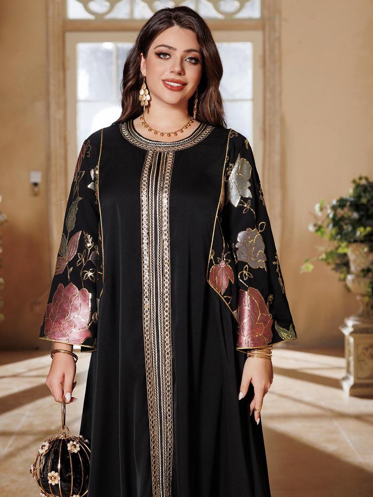 AB415 Szlafrok Dubaj: Haftowana sukienka kaftanowa z cekinami dla kobiet