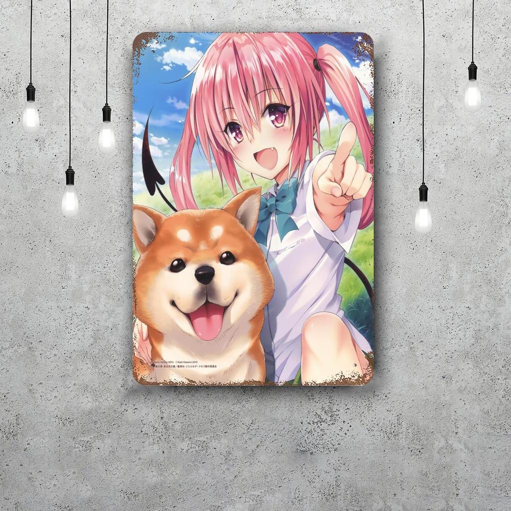 ecchi to love ru manga Retro Vintage Tin Sign Poster Decorative Plaque Metal Plate Wall Decor