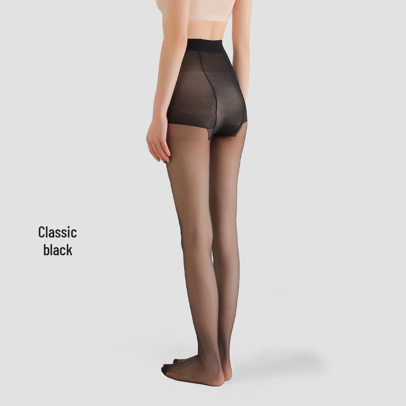 Ultra-Thin Black Seamless T-Crotch Pantyhose - Women's Summer Knee-High Stockings, Anti-Ladder Sheer and Invisible.