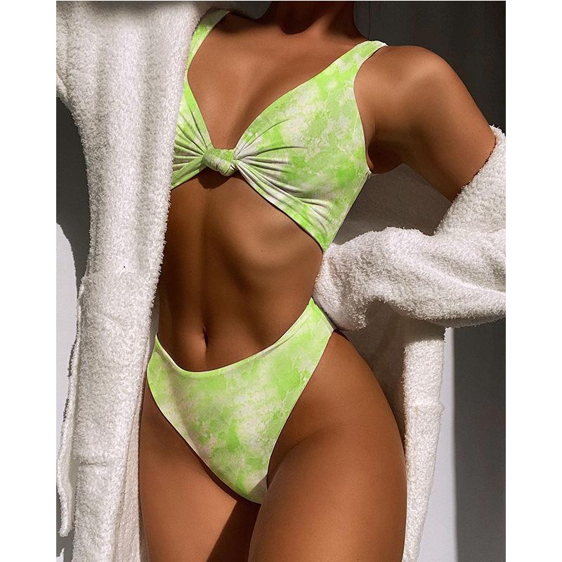 Women's Fashion Sexy Gradient Color Separate Bikini Swimwear Tie Dye Tankini Bathing Suit
