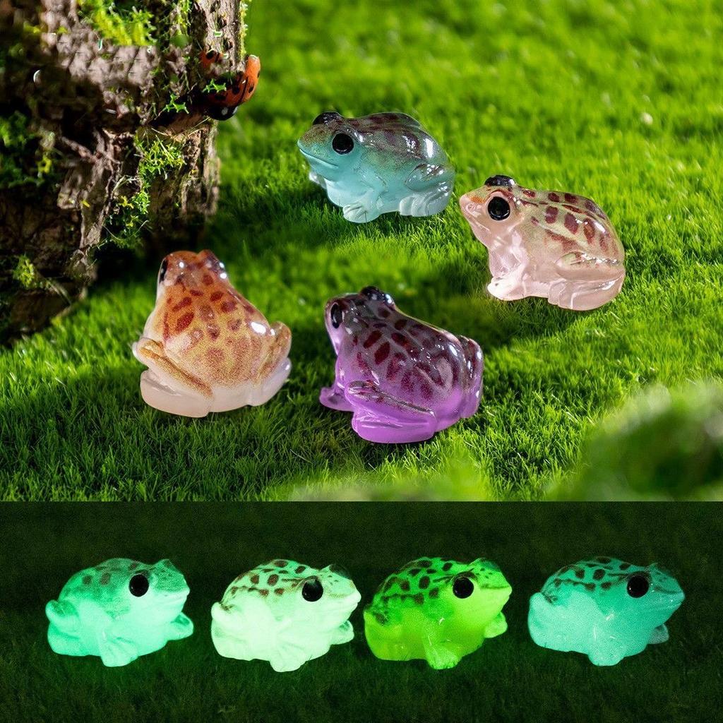 5pcs/10pcs Mini Frogs Glow At Dark Fairy Garden Pots Miniatures Decoration Luminous Frog Vivarium DIY Accessories