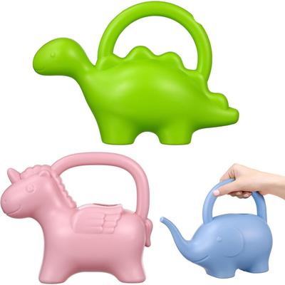3 Pieces Children's Watering Cans Cartoon Elephant Unicorn Dinosaur Plant Plastic Animal Shaped Toy for Children Garden Beach Sprinkler Toy