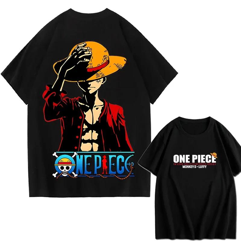 One Piece Zoro Luffy Gear 5 Printed Shortsleeved Cotton Tshirt Summer Tide Pure Cotton Unisex Clothing