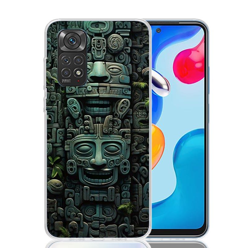 Mayan Stone Totem Pole Phone Case For Xiaomi Redmi Note 15 14 13 12S 12 Pro Plus 11S 11E 11 11T 10S 10 Art Soft Pattern Cover Re