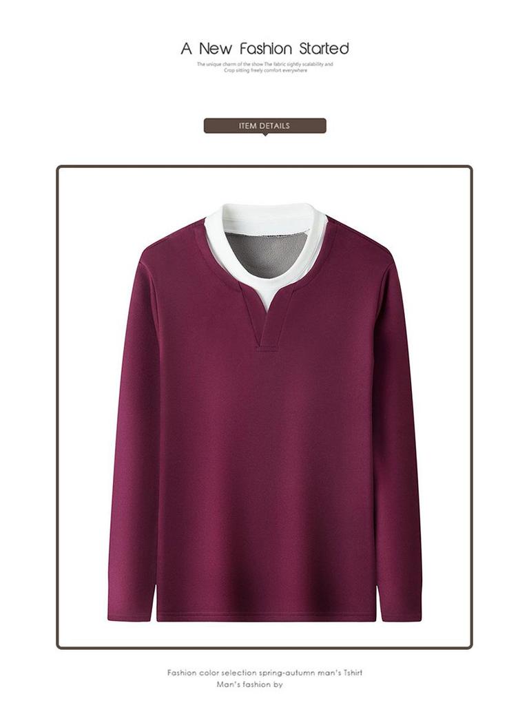 Men’s 2025 Autumn/Winter Long Sleeve Double Collar Patchwork Sweatshirt