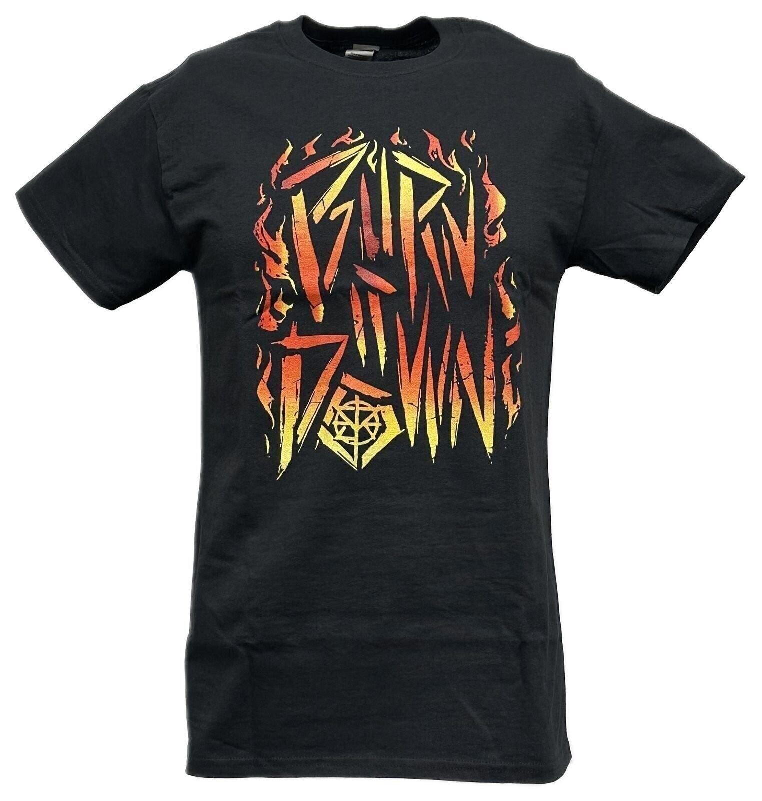 Seth Rollins Burn It Down WWE Mens Black 100% Cotton T-shirt Mens Tees Top 3XL