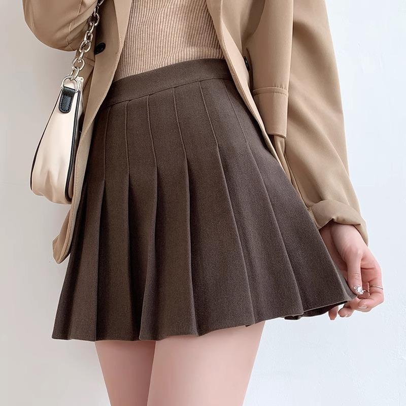 Women High Waist A-Line Pleated Mini Skirt Casual Slim Anti Chafe Liner Skirt For Spring Summer Autumn Daily Wear