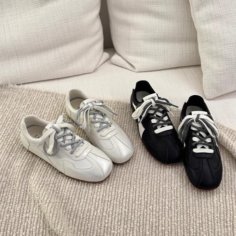 Soft leather version~ College style color matching versatile German training shoes women's 2025 spring soft-soled sports versatile casual Forrest Gum