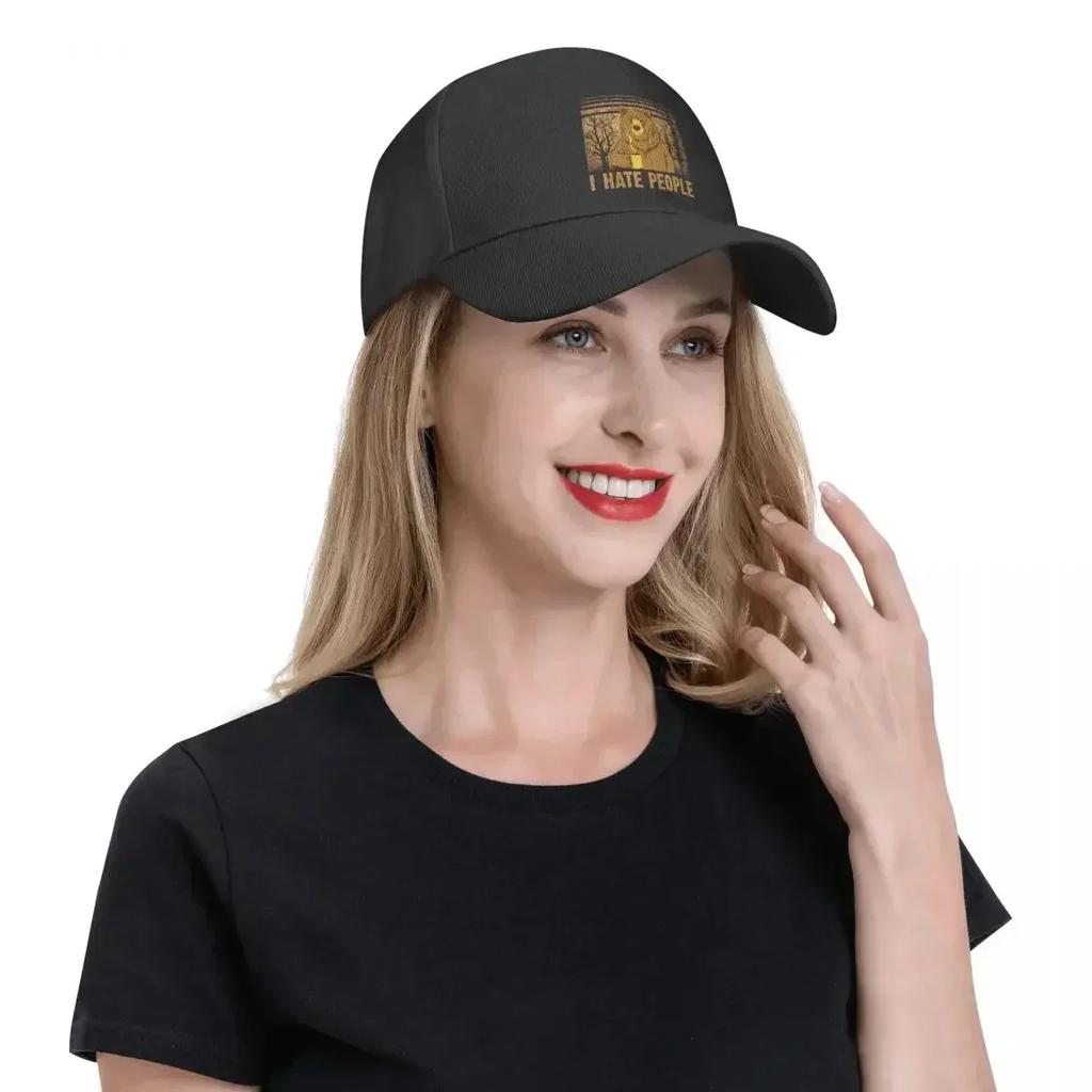 Fashion Camping Bear I Hate People Baseball Cap Women Men Custom Adjustable Unisex Dad Hat Spring Snapback Caps