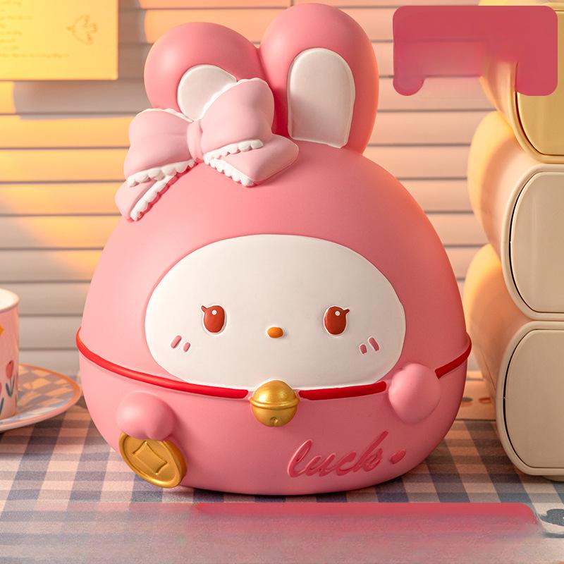 Looping Rabbit Piggy Bank Girl Birthday Gift Can Be Stored Ornaments with Glue Can Be Extracted Creative Cartoon Anti-fall Piggy Bank Decoration