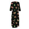 Dresses For Womens Vintage Print Tunic Waisted Midi Dress Summer Casual  3/4 Sleeve Dress
