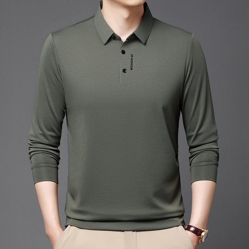 Men'S Long Sleeve T-Shirt Lapel Business Casual Polo Shirt Men'S Thin Top T-Shirt