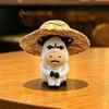 Durable Pvc Car Decor Cute Straw Hat Cow Ornament, Creative Desktop Figurine Anti Slip Console with Hat, Cartoon Dashboard Decor, Interior Decoration