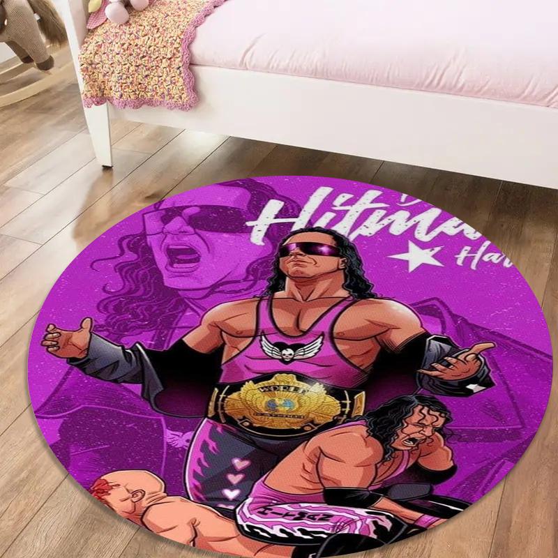 Bret Hart Round Area Rug,Carpet Rug for Living Room Bedroom Sofa Playroom Decor,Non-slip Floor Mat40