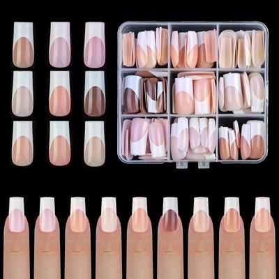 Nail Art Colore Misto French Nail Patch Indossare Patch Nail French Rosa Nudo Prefabbricato Unghie Versatile