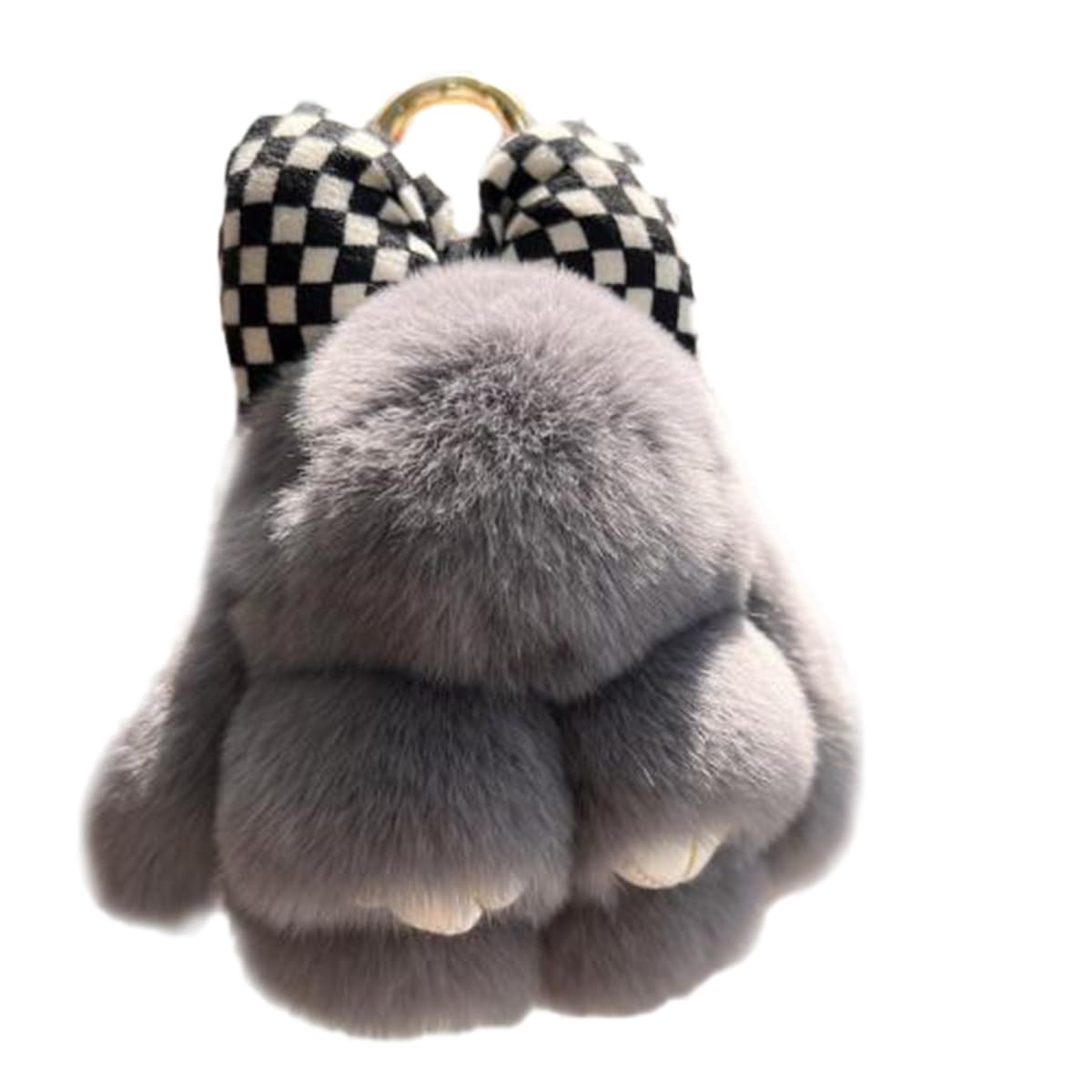 

[SinfoniaA] Plush Keychain, Cute Rabbit Keychain, Fluffy and Cute Fur Keychain, Otter Rabbit Key Ring, Bag Charm, Soothing Item, Accessory (Gray)