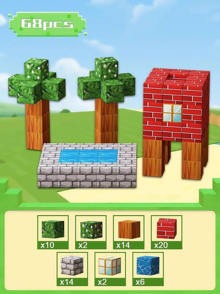 My Block World Children's Magnetic Cubes Set - Primeval Forest