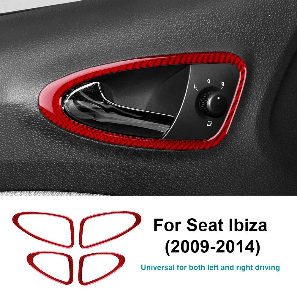 Real Soft Carbon Fiber Sticker For Seat Ibiza 6j 2009 2010 2011 2012 2013 2014 LHD RHD Car Inner Door Handle Panel Accessories