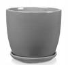 Doniczka Ceramiczna Z Podstawką Osłonka Okrągła Klasyczna Szara 13Cm