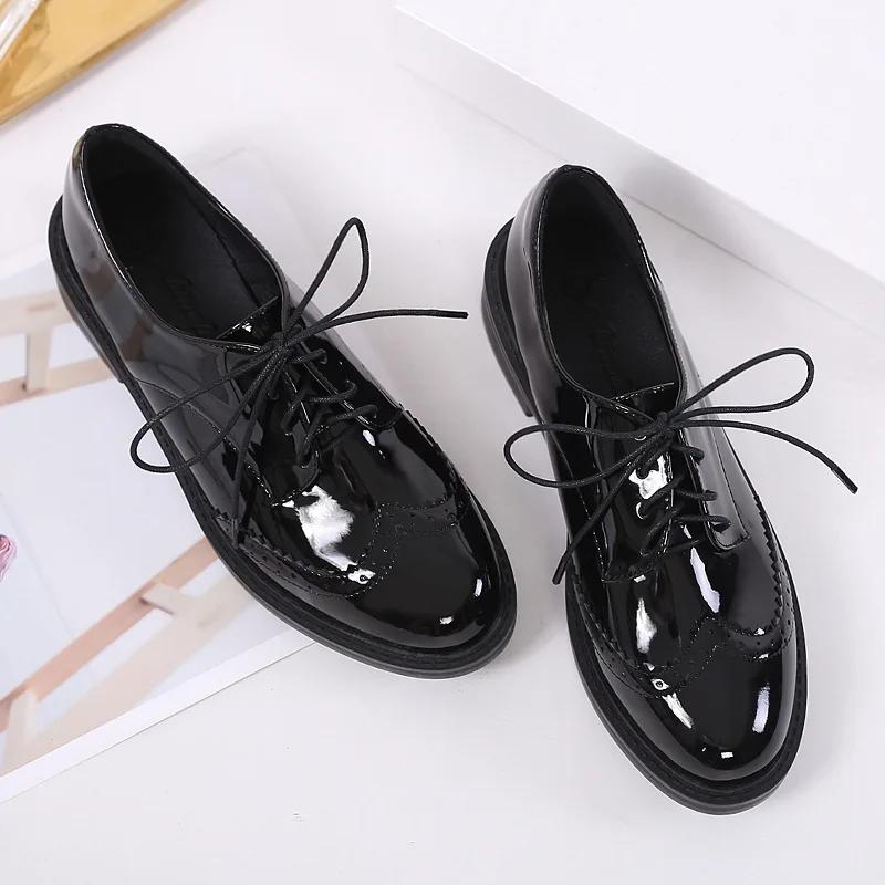 Fashion Autumn Spring Women Oxford Shoes Comfort Lady Polish Designer Low-heeled Casual Shoes British Style Women Shoes