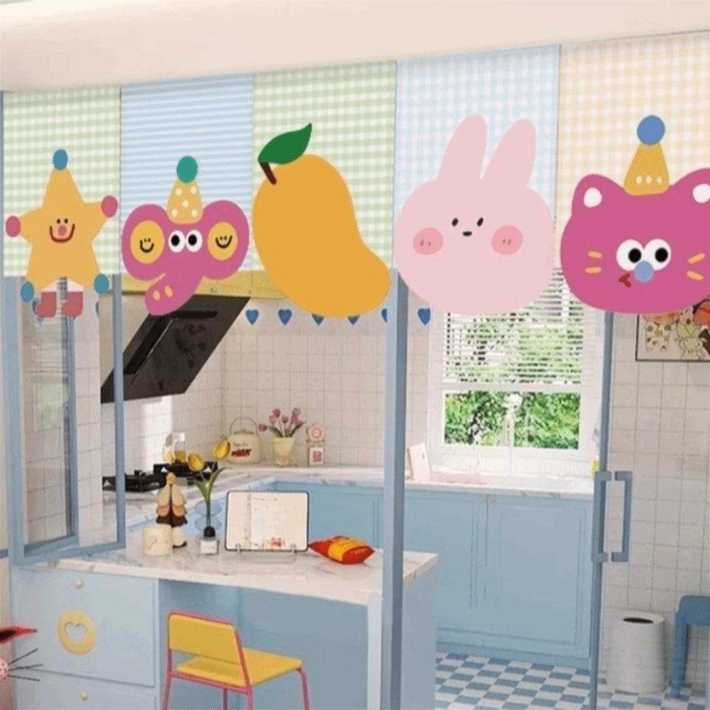 Partition Half-Curtain Magic Sticker Kitchen Partition Curtain Cartoon Door Curtain  Space Divider