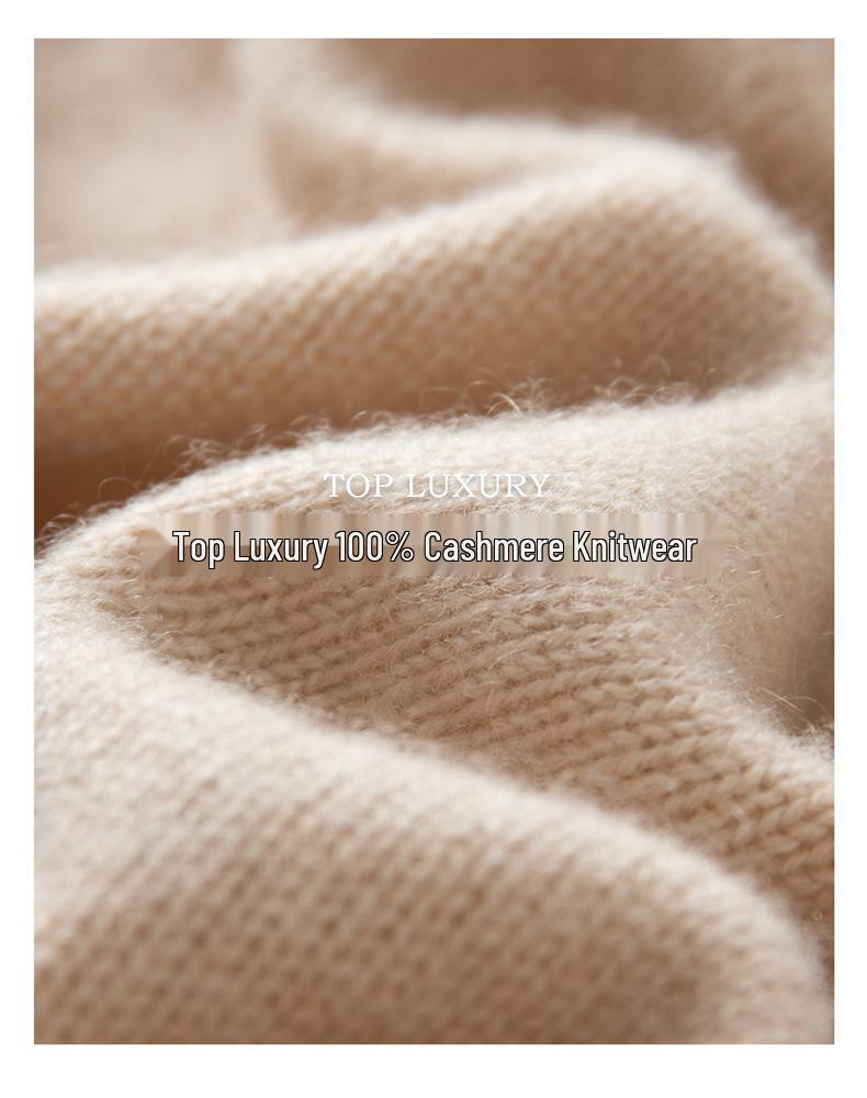 Women's 100% Cashmere Cable-Knit Cardigan Coat – Long Sleeve, Half High Neck, Zip Closure, Loose Fit