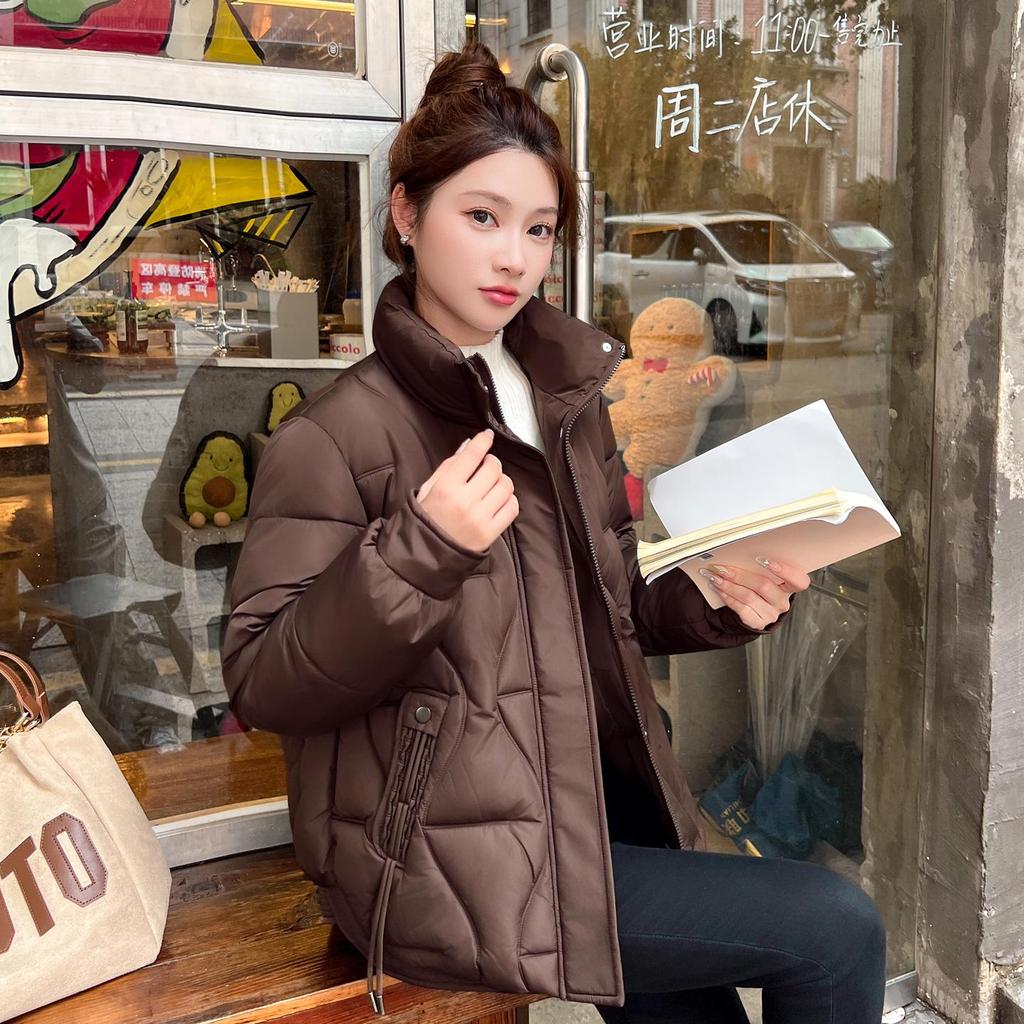 Podzim Zima Zateplená Teplá Parka Dámská Ležérní Sladká Jednobarevná Velká Kapsa Volné Bundy Svrchní Oblečení