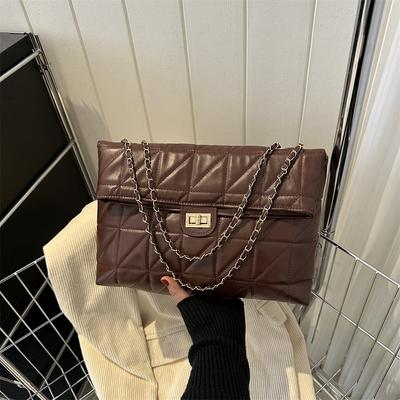 Large Capacity Diamond 2025 Simple New Fashion Chain Trendy Texture Single Shoulder Portable Crossbody Underarm Bag Women