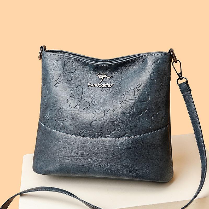 Soft leather bucket bag women's new fashion mother bag leather pattern embossed large capacity shoulder messenger bag