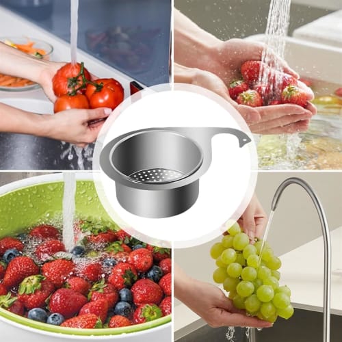 Multi-functional Sink Strainer Basket, Corner Sink Strainer, Kitchen Sink Caddy, Kitchen Waste Filter, for Washing Vegetables and Fruits. (Silver, 2 P