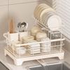 25th Anniversary Double-Layer Bowl & Plate Drying Rack with Draining Tray and Carbon Steel Varnish