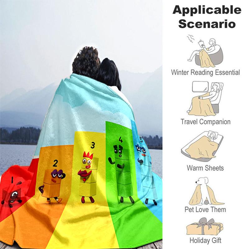 1pc Blanket Numberblocks3 Print Design, Lightweight Blanket for Sofa, Bed- Soft &Warm, Gift for All Seasons like Christmas, Halloween