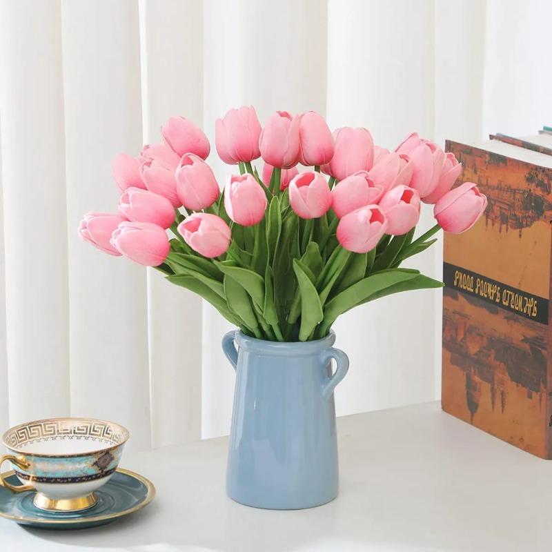 10Pcs Artificial Flower Realistic Touch Tulip Scrapbooking Vase Home Decor Wedding Garden Arch Garland Mother's Day Bouquet DIY