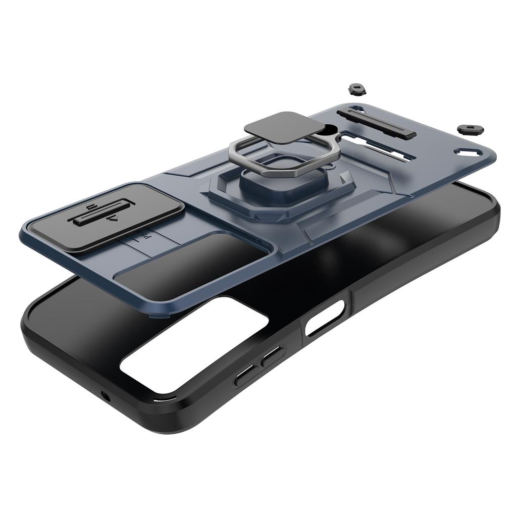 For Samsung Galaxy S25+ Case PC+TPU Kickstand Phone Protector with Lens Cover