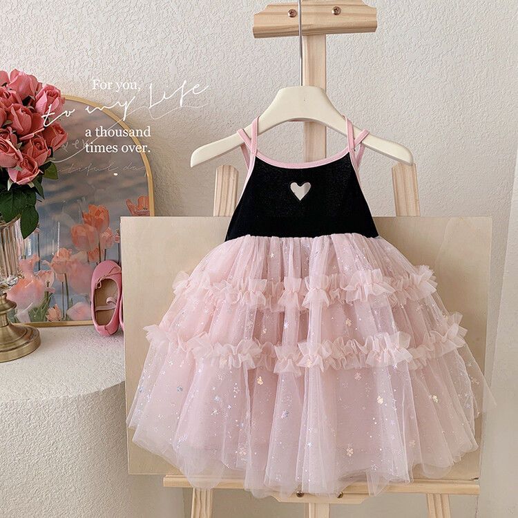 

Летнее детское корейское платье на подтяжках для девочек Пышное платье для девочек Платье принцессы 140