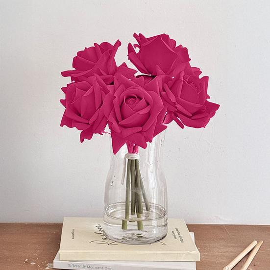 5 Bündel Real Touch Rosenblüten Künstliche Große Blüte Falsche Rose für Zuhause Büro Hochzeitsfeier Dekoration Innenbereich Blumendekorationen Tischmittelstücke