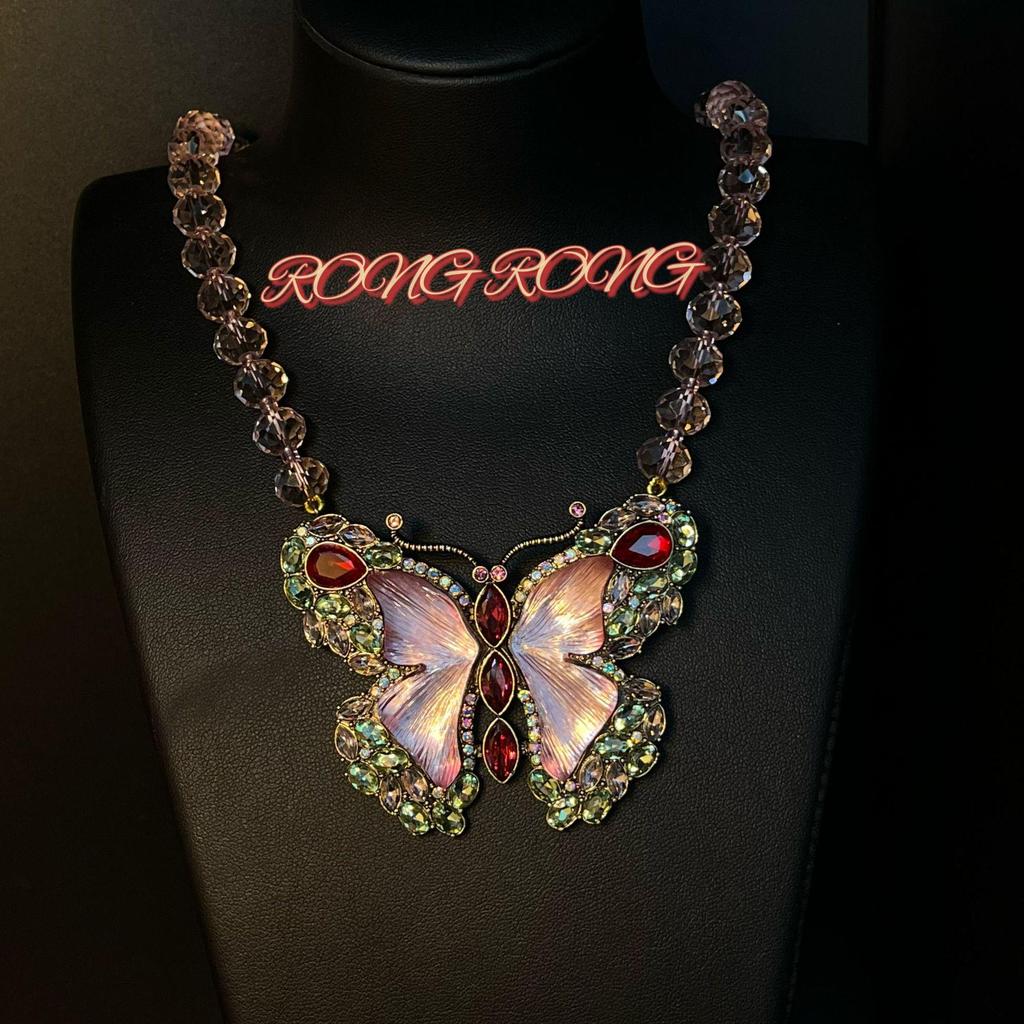 Vintage Fairy Butterfly Jewelry Set: Colorful Earrings & Necklace - Sweet, Cute Accessories