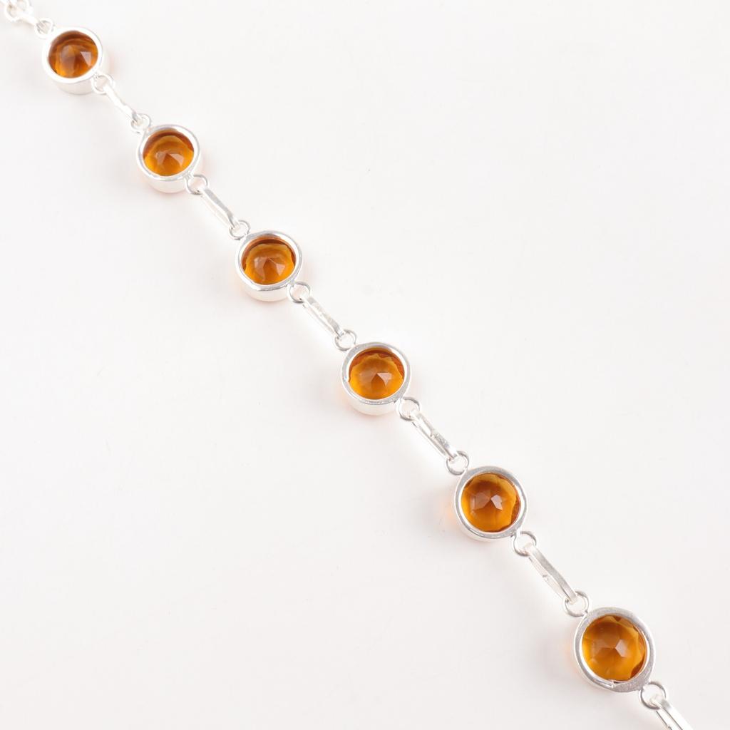 Citrina Piatră Prețioasă Argint Sterling 925 Bijuterii Lanț Brățară Femei Accesorii RB-14-5